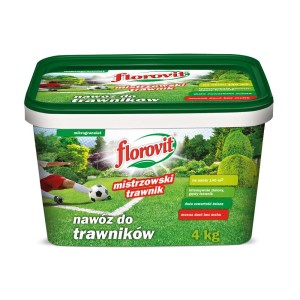 Nawóz do trawników Florovit, 4kg wiadro. Specjalny nawóz do gęstych, zielonych trawników.