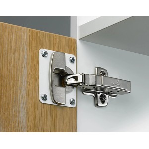 Hettich biały wspornik naprawczy do zawiasów puszkowych 35 mm do naprawy mebli.