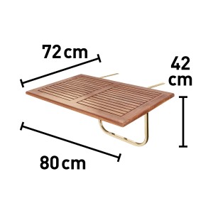Prostokątny, jasnobrązowy stół ogrodowy Greenville (80x50cm) z drewna, składany na balkon lub taras.