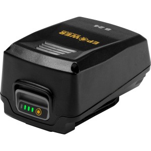 Akumulator Alpina B 24 20 V 4 Ah do urządzeń akumulatorowych, czarna obudowa ze wskaźnikiem naładowania.