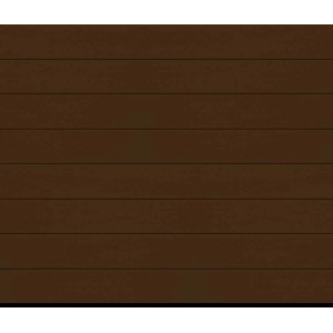 Brązowa brama garażowa o poziomej strukturze paneli.