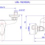Rysunek techniczny: Bateria wannowa t.b.t. z wymiarami.
