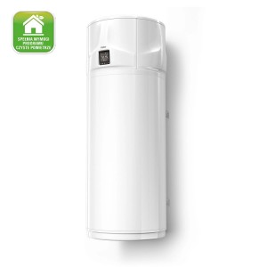 Biały bojler t.b.t. z cyfrowym wyświetlaczem. Zasobnik ciepłej wody do domu.