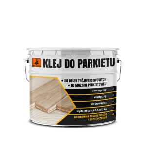 Wiadro kleju do parkietu do montażu podłóg. Nadaje się do drewna i parkietu.