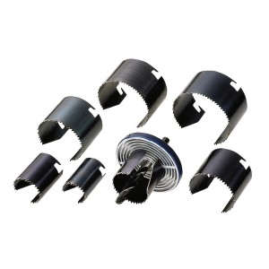 9-częściowy zestaw otwornic (25-62 mm) do precyzyjnego wiercenia w drewnie.