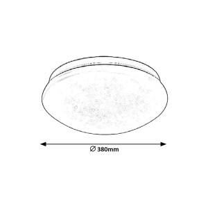 Szkic okrągłego plafonu LED t.b.t. ze wskazaniem średnicy 380 mm.