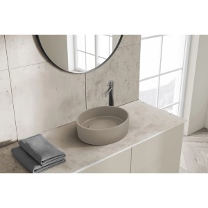 Kuchinox Umywalka PERL okrągła granit klik-klak beżowa 36x36x11,5