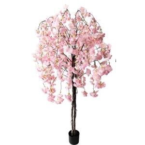 Sztuczne drzewo wiśniowe z różowymi kwiatami w doniczce.