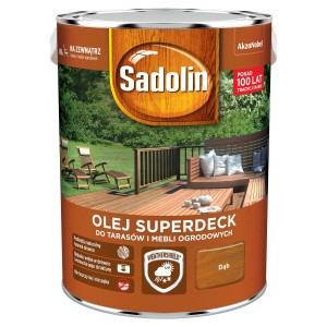 Sadolin Superdeck olej do drewna, odcień dąb, do tarasów i mebli ogrodowych.