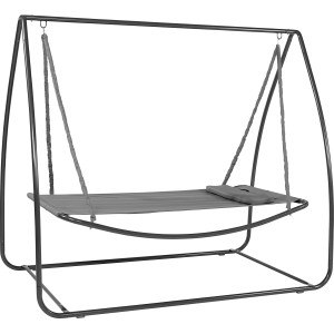 Hamak OBI Crystal Bay z moskitierą, antracytowy, ze stalową ramą. Meble ogrodowe na relaksujące chwile.