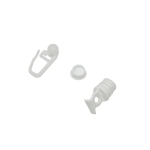 Zestaw akcesoriów Gardinia do szyny zasłonowej, podwójny, biały: rolka, blokada, pokrywa.