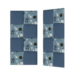 Panele ścienne t.b.t. z motywem kosmosu, niebieskie i wzorzyste.