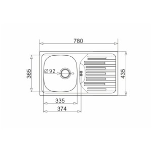 Pyramis Zlewozmywak ET78 FORK 1-kom. z ociekaczem stalowy - 78 x 43,5 cm