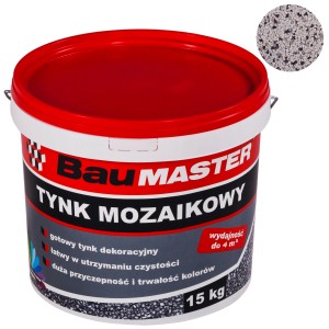 Wiadro tynku mozaikowego BauMASTER, odpowiednie do użytku zewnętrznego.