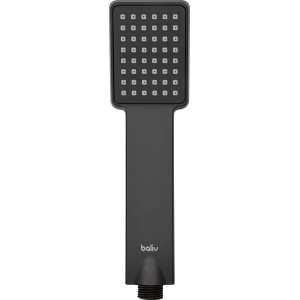 Czarna słuchawka prysznicowa t.b.t. do kolumn prysznicowych z kwadratową głowicą.