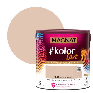 Farba Magnat KL38 Kawa z mlekiem, 2,5L, do wnętrz. Kolorowe farby do ścian.