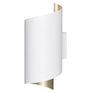Biała inteligentna lampa ścienna LED Osram o skręconym aluminiowym designie ze złotym akcentem do nowoczesnego oświetlenia.