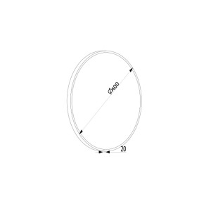 Rysunek techniczny okrągłej lampy t.b.t. z wymiarami.