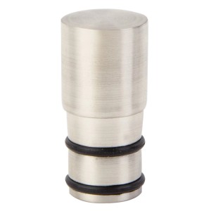 Srebrny, cylindryczny element końcowy do karniszy.