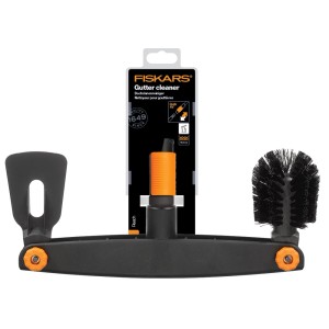Czyścik do rynien Fiskars ze szczotką i skrobakiem, do czyszczenia rynien.