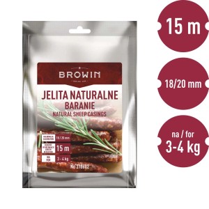 t.b.t. Jelita naturalne baranie, kaliber 18/20 mm, długość 15 m, na 3-4 kg kiełbasy.