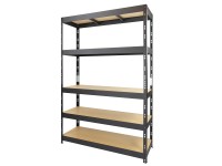 Metalkas Regał metalowy czarny 180 x 120 x 40 cm 5 półek HDF/300 kg
