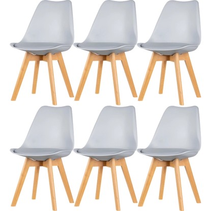 Komplet sześciu krzeseł do jadalni Sara ekoskóra szare