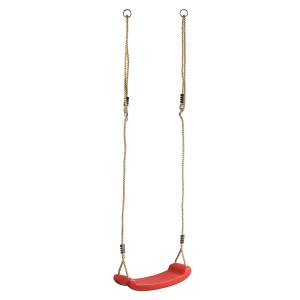 Czerwona huśtawka dla dzieci z linami do zawieszenia. Idealna do ogrodu.