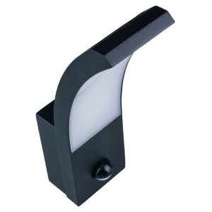 Nowoczesny antracytowy kinkiet zewnętrzny LED z czujnikiem ruchu.