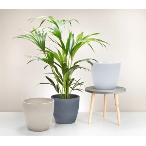 Donice Scheurich 920 w kolorach taupe, szarym i białym. Ceramiczne donice w różnych rozmiarach.