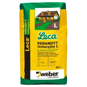 Worek Leca Keramzyt Izolacja L, żółto-zielony, do izolacji i warstwy wyrównawczej.