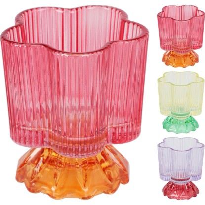 Świecznik kwiatek, mix kolorów - wys. 9 cm