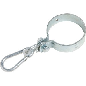 Metalowy pierścień z karabińczykiem do łańcuchów węzłowych, srebrny.