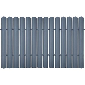 Szare metalowe ogrodzenie t.b.t. do ogrodu. Solidne elementy ogrodzeniowe dla trwałego ograniczenia posesji.