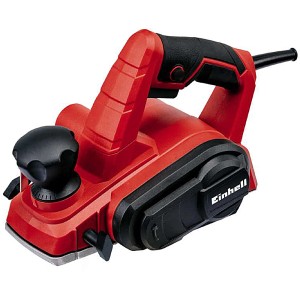 Strug elektryczny Einhell TC-PL 750: Czerwony strug z czarną rączką i pokrętłem regulacyjnym.