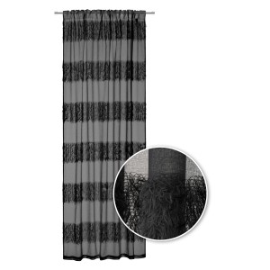 Zasłona t.b.t. z frędzlami, czarna. Dekoracyjny design okien do pomieszczeń mieszkalnych.