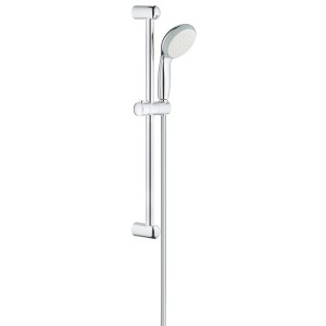 Grohe QuickFix Vitalio Go 100 chromowany zestaw drążka prysznicowego z słuchawką i wężem.