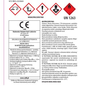 Informacje dotyczące bezpieczeństwa i dane produktu dla farby do betonu t.b.t.