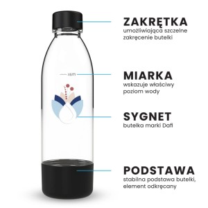 Dafi Butelka do saturatora PushAir Kwiaty czarna - 0,7 l