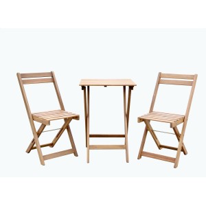 3-częściowy zestaw balkonowy Sorata wykonany z olejowanego drewna akacjowego FSC®, składający się z dwóch krzeseł i stołu.