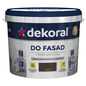 Farba fasadowa Dekoral, brązowa, wiadro 10L. Farba akrylowa do użytku zewnętrznego.