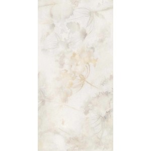 Płytka dekoracyjna z delikatnym wzorem dmuchawca w odcieniach beżu i szarości.