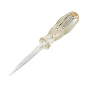 Próbnik napięcia LUX Comfort, 143 mm, z przezroczystą rączką z tworzywa i klipsem.