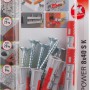 Kołki Fischer Duopower 8x40 S K, zestaw ze śrubami, odpowiednie do różnych materiałów budowlanych.