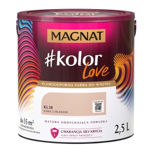 MAGNAT #kolor Love farba do wnętrz, Kawa z Mlekiem (KL38), puszka 2,5L. Kolorowe farby do ścian.