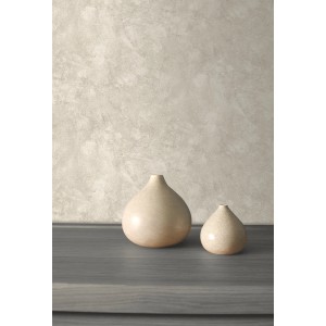 Beżowa tapeta dekoracyjna z dwoma wazonami na pierwszym planie.