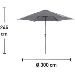 Antracytowy parasol ogrodowy (Ø 300 cm) z mechanizmem korbowym. Parasol na ogród i balkon.