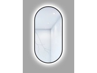 Lustro z LED Oval Line czarna rama 100x50