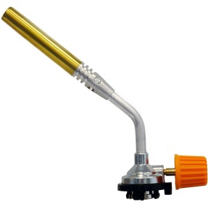 Palnik lutowniczy ze złotą dyszą i pomarańczowym regulatorem. Idealny do lutowania.