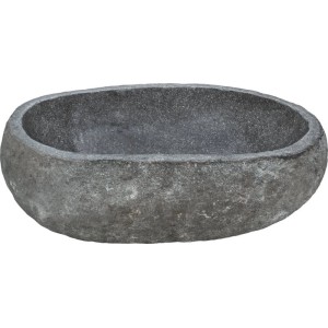 Umywalka nablatowa owalna z kamienia, szary wygląd kamienia naturalnego do łazienki i WC dla gości.